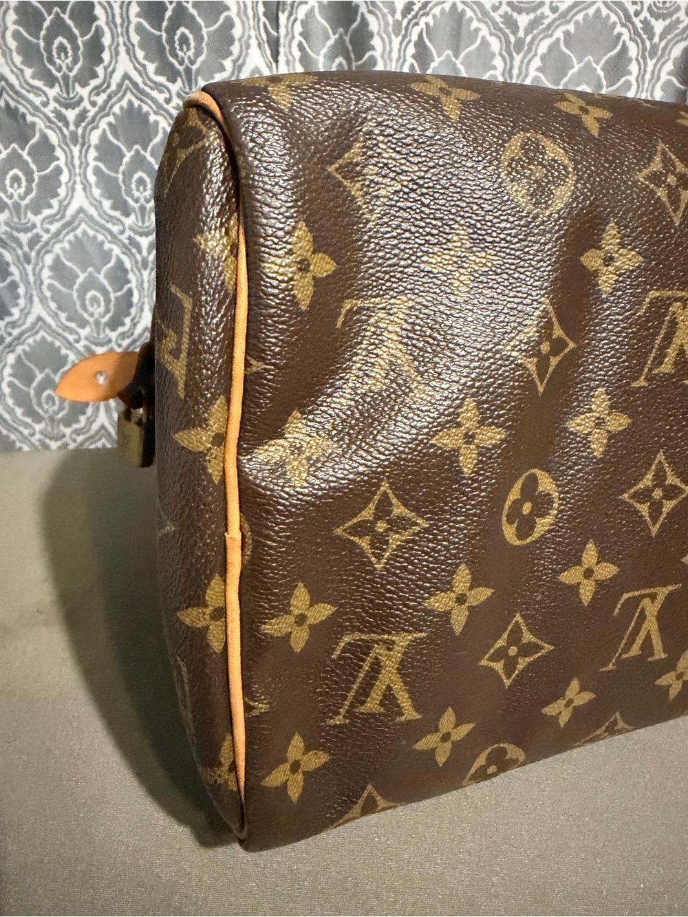 Louis Vuitton Brown Monogram Speedy with Pink V Graphic - Picture 10 of 16